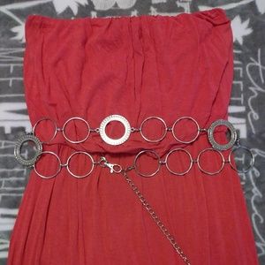 Red dress with belt